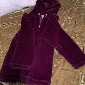 VS PINK Maroon Hooded Sherpa Quarter Zip